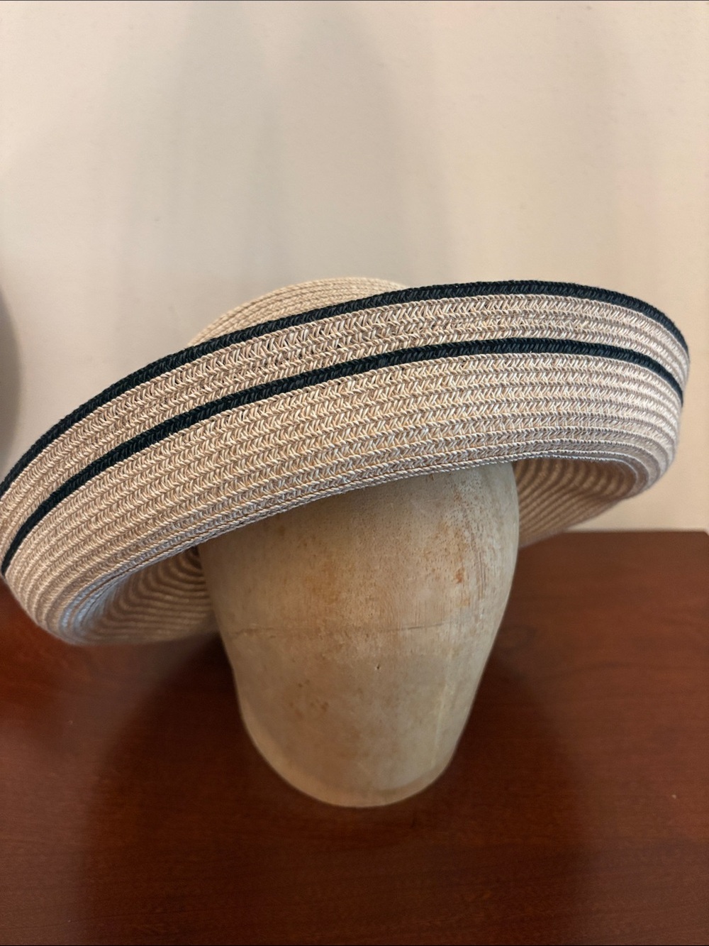 Betmar NY Classic Wide-Brim Straw Sun Hat with Black Trim - Picture 4 of 4
